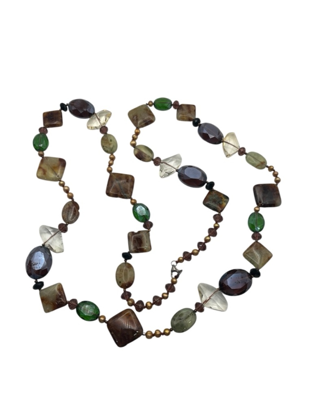 Sterling silver artisan large stone beaded pearl necklace handmade